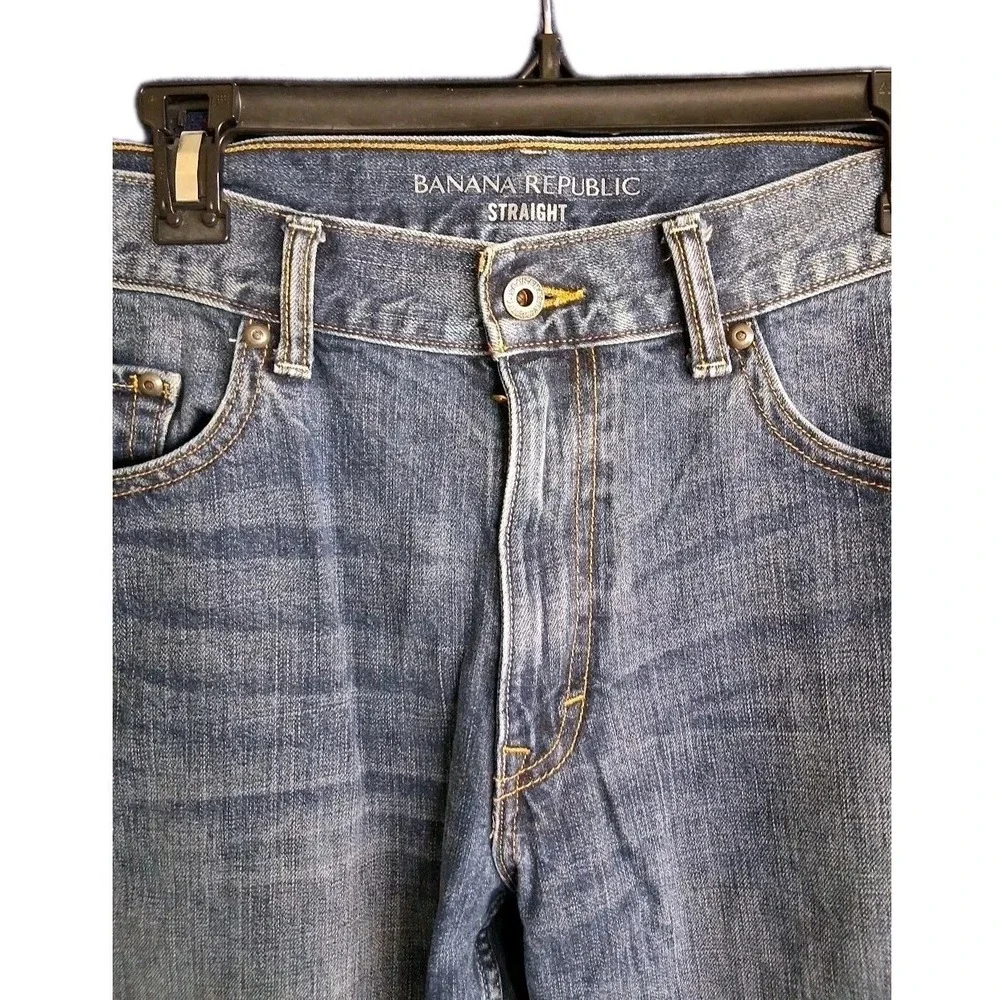 Banana Republic Men's 34x32 Straight Jeans Faded Dark Wash Blue Indigo 2013